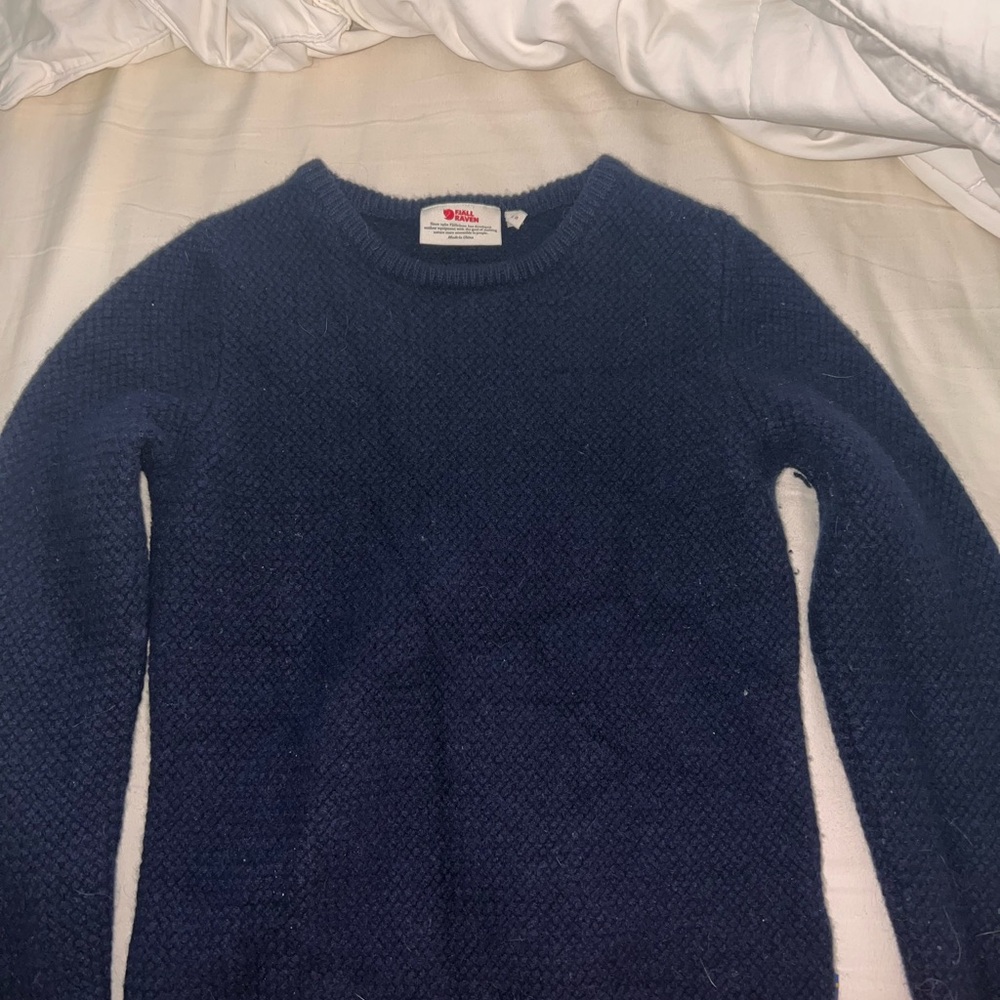 Fjallraven womens Deep Blue Wool Crewneck Sweater